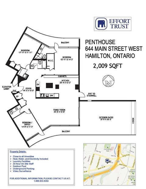 Floor plan for 3 beds, 1.5 baths